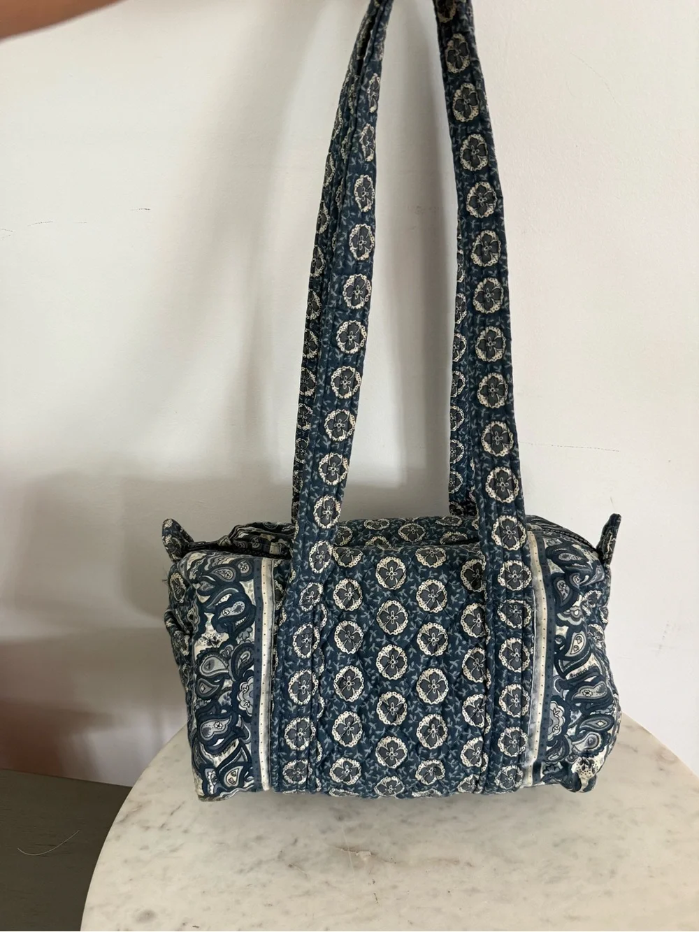 vintage Vera Bradley small Duffel Bag purse retired Indigo paisley pattern
